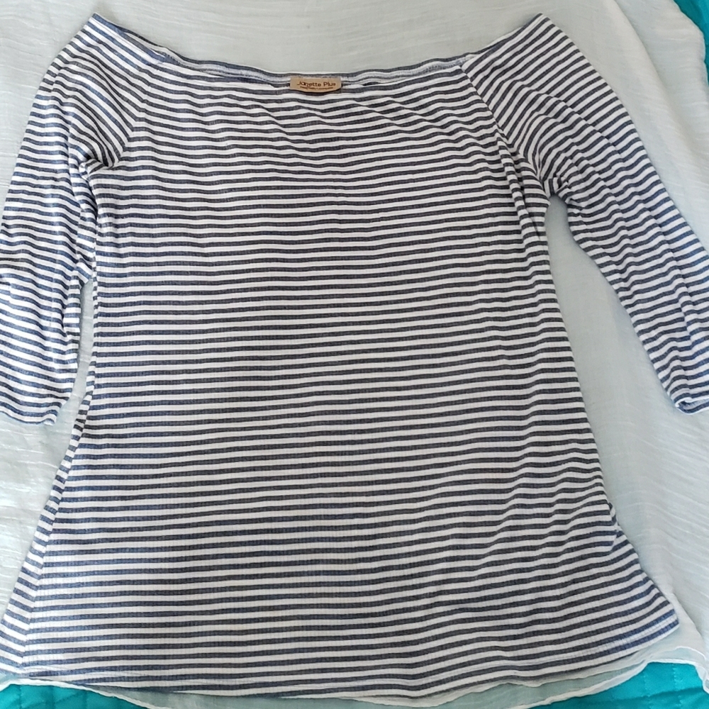 Blue & White off shoulder
